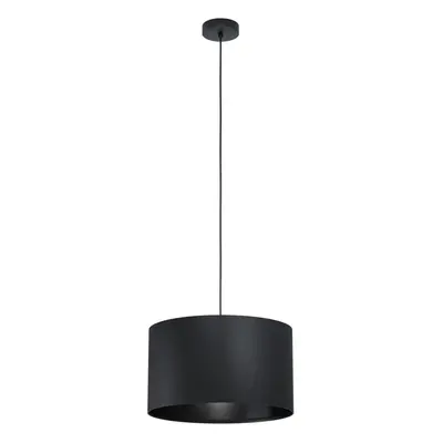 Pendant Ceiling Light Colour Black Shade Round Black Fabric Bulb E27 1x40W