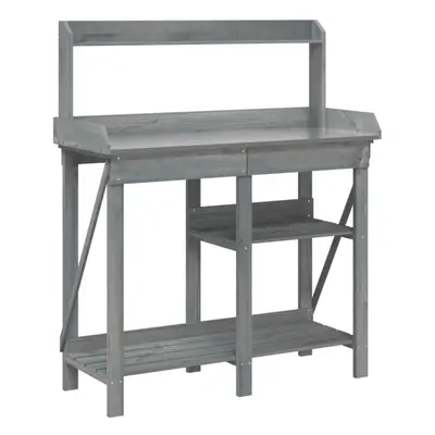 (grey) vidaXL Potting Bench with Shelves Plant Stand Potting Table Solid Wood Fir