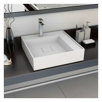 vidaXL Wash Basin 50x50x12.3cm Mineral Cast/Marble Cast White Bathroom Sink