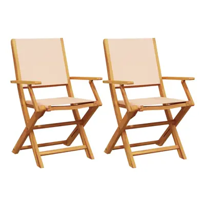 (beige, pcs) vidaXL Garden Chairs Outdoor Chair Dining Chair Solid Wood Acacia and Fabric