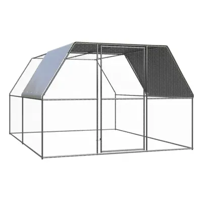 vidaXL Outdoor Chicken Cage Galvanised Steel Patio Chicken Hen House Coop Run