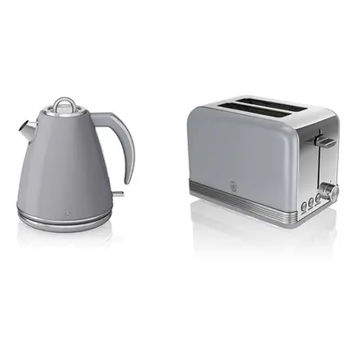 NEW Swan Kitchen Appliance Retro 1.5L GREY JUG Kettle & Slice Toaster Set