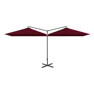 vidaXL Double Parasol with Steel Pole Bordeaux Red 600x300 cm Outdoor Umbrella