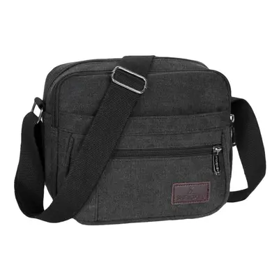 (Black) Unisex Canvas Crossbody Bag Zipped Pocket Casual Travel Outdoor Small Shoulder Bag