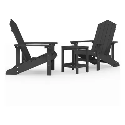 vidaXL Garden Adirondack Chairs with Table HDPE Anthracite Outdoor Armchair