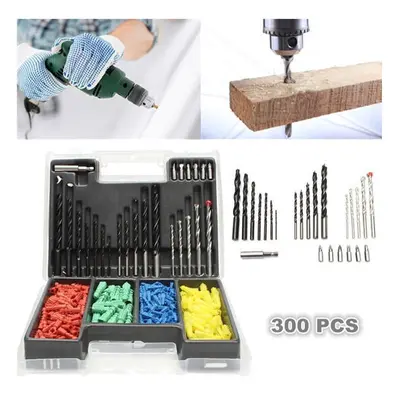 300pcs 2-10mm Drill Bit Set Twist Building with Expansion Screws for Wood Working