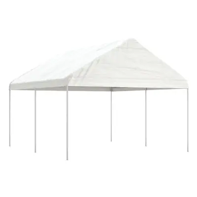 (4.46 x 4.08 x 3.22 m) vidaXL Gazebo Part Tent with Roof Pavilion Outdoor Marquee White Polyethy