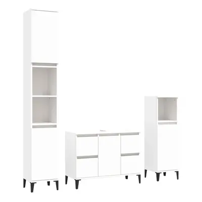 (white) vidaXL Bathroom Furniture Set Vanity Unit Set Piece White Engineered Wood