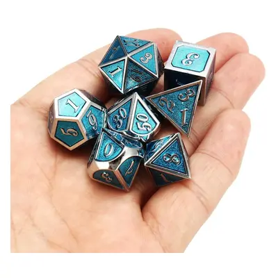 () 7pcs Zinc Alloy Multisided Dices Set Enamel Embossed Heavy Metal Polyhedral Dice With Bag