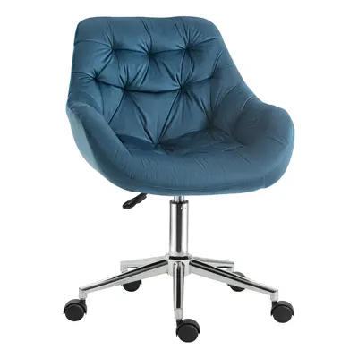 Vinsetto Velvet Home Office Chair Desk Chair with Adjustable Height, Blue