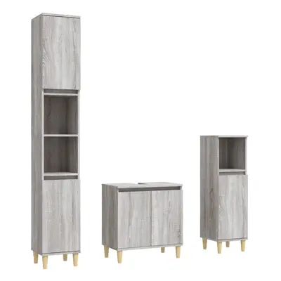 (grey sonoma) vidaXL Bathroom Furniture Set Washroom Vanity Unit Piece Engineered Wood