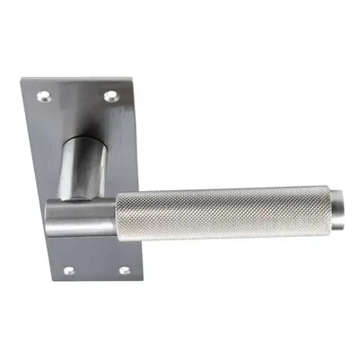 PAIR Knurled Round Handle on Slim Latch Backplate x 50mm Satin Nickel