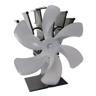 (Grey) Blades Fireplace Fan Stove Fan Heated Fan Heat Powered Eco Fan