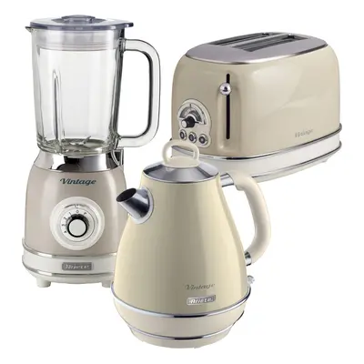 Ariete ARPK22 Retro Style Jug Kettle, Toaster & Jug Blender Set, Vintage Design, Cream