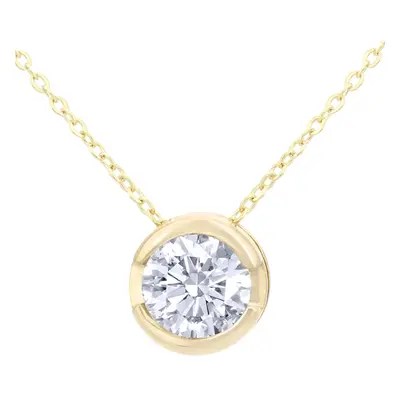 Jewelco London 9ct Yellow Gold Round 1/2ct Diamond Solitaire Pendant Necklace inch 46cm - PP0AXL