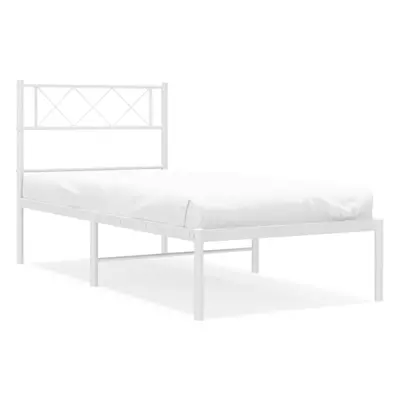 (white, x cm/with headboard) vidaXL Metal Bed Frame Bedroom Platform Bed Base Bedstead Mattress 