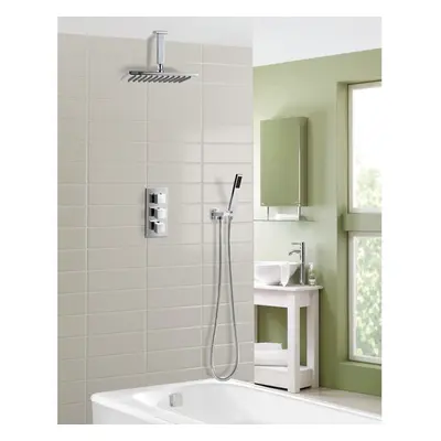 Bath Shower Concealed Thermostatic Mixer Valve Set Square Chrome | Olive