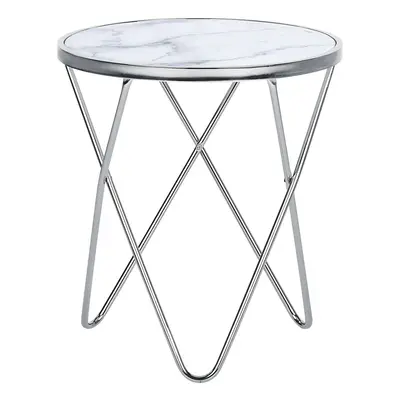 Side Table MERIDIAN Marble Effect Silver