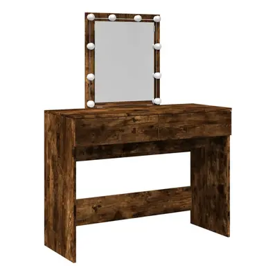 (smoked oak) vidaXL Dressing Table with LED Cosmetic Table Vanity Makeup Table Smoked Oak