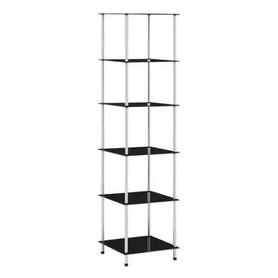 vidaXL 6-Tier Shelf Black Tempered Glass Storage Display Cabinet Showcase Unit