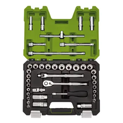 Draper Expert MM/AF Combined Socket Set, 3/8"" Sq. Dr., Green (41 Piece)