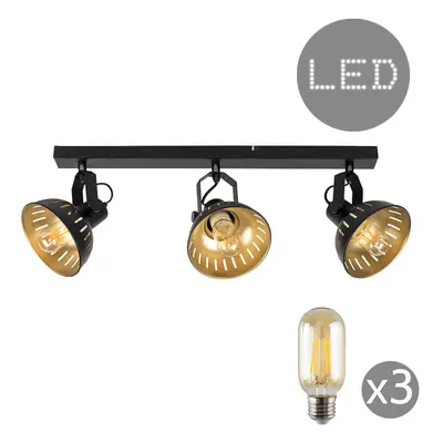 Smedley Industrial Way Spot Light Black/Gold + 3x 4W E27 Bulb