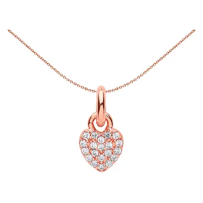 Jewelco London Ladies Rose Gold-Plated Sterling Silver Cubic Zirconia Love Heart Charm Necklace 