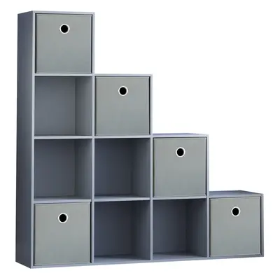 (Grey, Grey) Durham Cube Staircase Shelf Drawer + Baskets