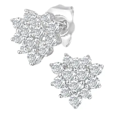 Jewelco London 9ct White Gold Round 0.28ct Diamond Cluster Stud Earrings - PE0AXL5545W