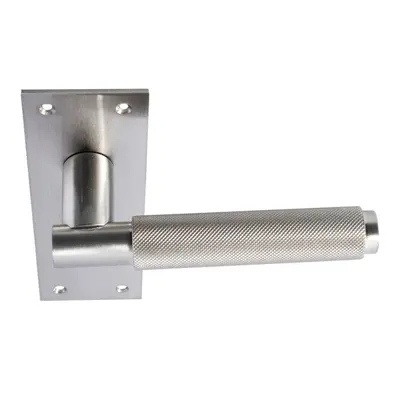 PAIR Knurled Round Handle on Slim Bathroom Backplate x 50mm Satin Nickel