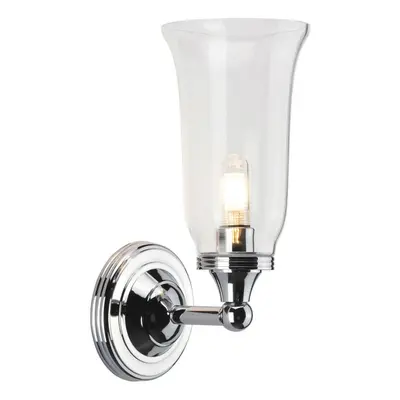 IP44 Wall Light Tall Glass Shade & Chrome Polished Chrome LED G9 3.5W