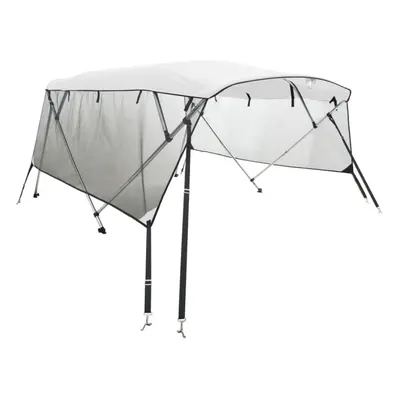 (white and black, x (154-167) cm/with mesh) vidaXL 3-bow Bimini Top with Sidewalls UV-Proof Canv