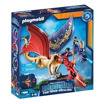 DreamWorks Dragons Dragons: The Nine Realms - Wu and Wei with Jun, Two-Headed Dragon Figure with