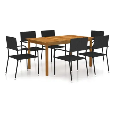 vidaXL Garden Dining Set Piece Black Patio Outdoor Dinner Table and Chairs