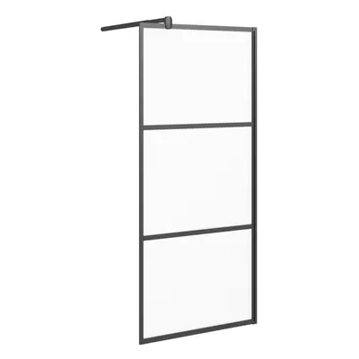 vidaXL Walk-in Shower Wall 90x195 cm Frosted ESG Glass Black Shower Screen