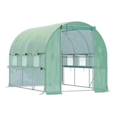 Outsunny x x 2m Polytunnel Green House w/ UV-resistant PE Cover, Green