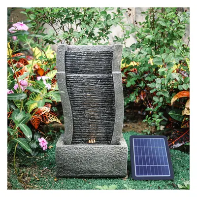 (Solar Curved 27.5*18*50 cm) 220v Garden Patio Water Feature Cascading Water Fountain w Pump