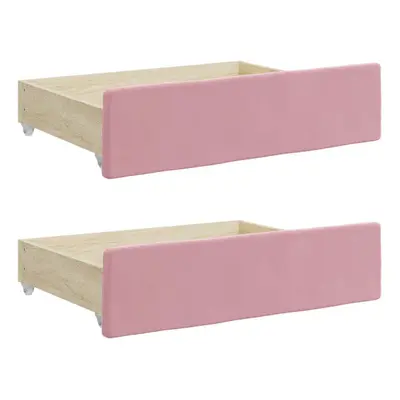 vidaXL Bed Drawers Storage Unit Bed Box pcs Pink Engineered Wood and Velvet