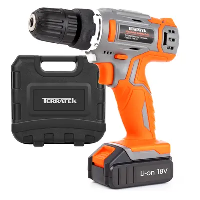 Terratek Cordless Drill Driver 18V Electric Drill Bit Set & Carry Case