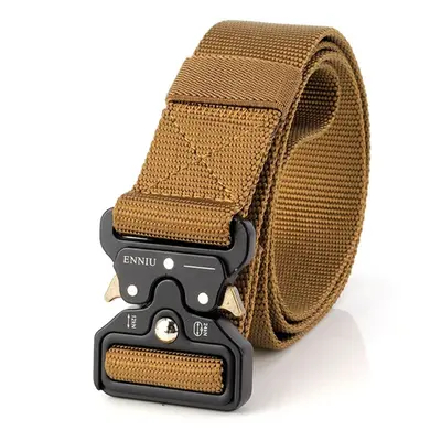 (Brown) Survival Military Nylon Belts For Men Tactical Belt Waist Strap Emergency EDC Gadget