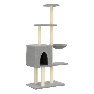 (light grey) vidaXL Cat Tree with Sisal Scratching Posts Cat Scratch Tower Climbing Tree