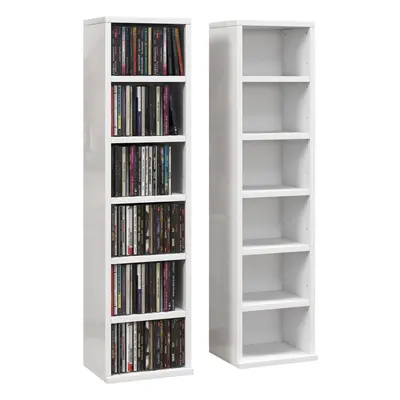 HOMCOM Set of CD Storage Units with Adjustable Shelves, High Gloss White