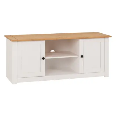 Panama Door Shelf Flat Screen TV Unit in White and Wax Finish