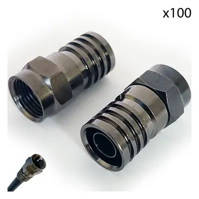 100x PRO Outdoor RG6 F Type Male Hex Crimp Connector Plug Aerial Coax CT100 Sky