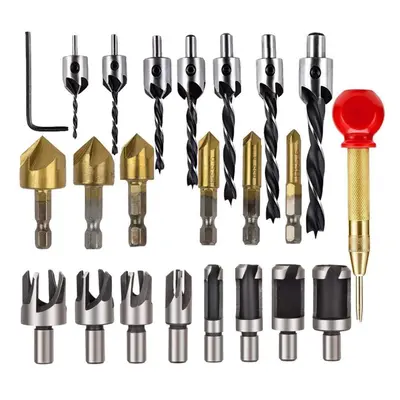 23Pcs Chamfer Countersink Drill Bit 6pcs 1/4 Inch Hex Flute Degree Countersink Drill Bits