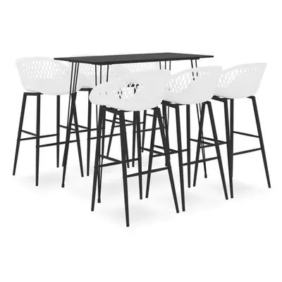 vidaXL Bar Set Piece Black and White Kitchen Dining Room Chair Stool Table