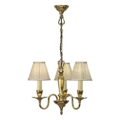 Luxury Hanging Ceiling Pendant Light Solid Brass & Beige Shade Lamp Chandelier