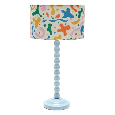 ValueLights Bobbins Abstract Shade Powder Blue Table Lamp and Bulb