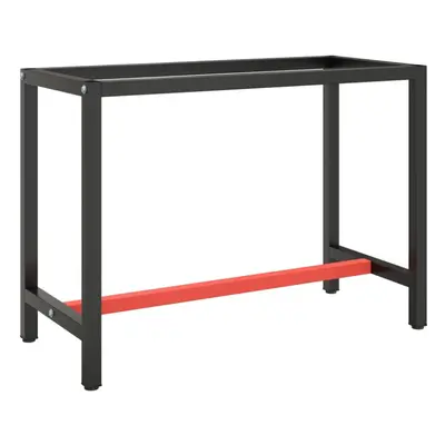 vidaXL Work Bench Frame Matte Black and Matte Red Metal Table Bracket Base