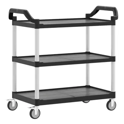 vidaXL 3-Tier Trolley Serving Cart Kitchen Storage Trolley Black Aluminium